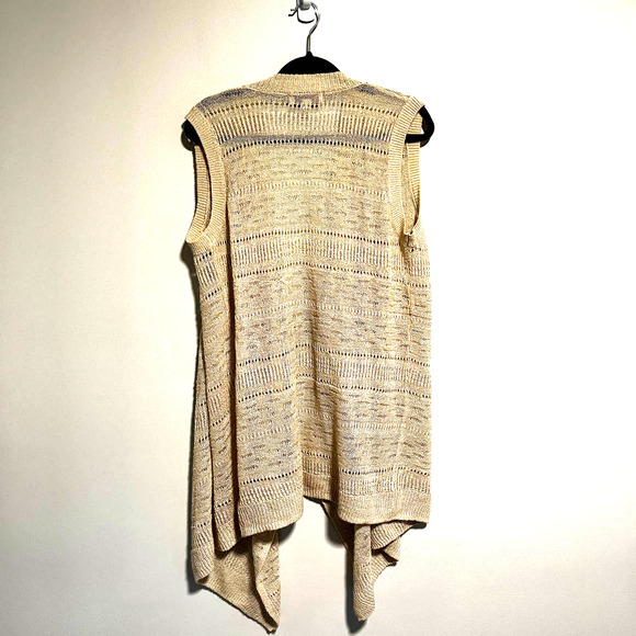 Knox Rose Knit Longline Cardigan Drapey Open Knit Long Duster Tan 1X - Picture 3 of 13